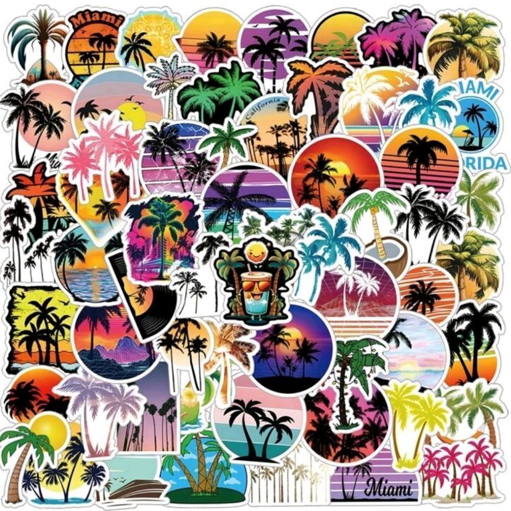 Colorful Palm Tree Stickers - Picture 2 of 6